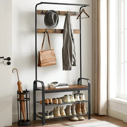 Porte-Manteau Avec Banc à Chaussures Pour Entrée