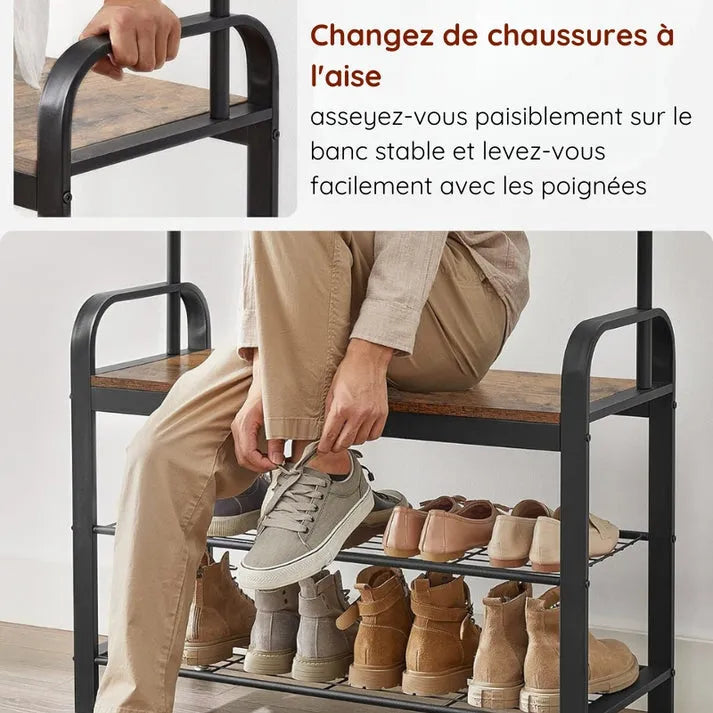 Porte-Manteau Avec Banc à Chaussures Pour Entrée