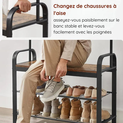 Porte-Manteau Avec Banc à Chaussures Pour Entrée