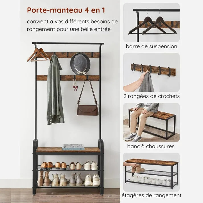 Porte-Manteau Avec Banc à Chaussures Pour Entrée