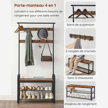 Porte-Manteau Avec Banc à Chaussures Pour Entrée