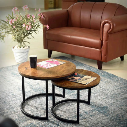 Table Basse Ronde - 2 Niveaux De Rangement